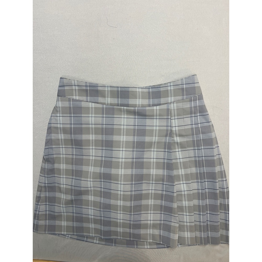 Nike Golf Dri-FIT Plaid Skort Gray White Pleated Athletic Skirt Womens 4
